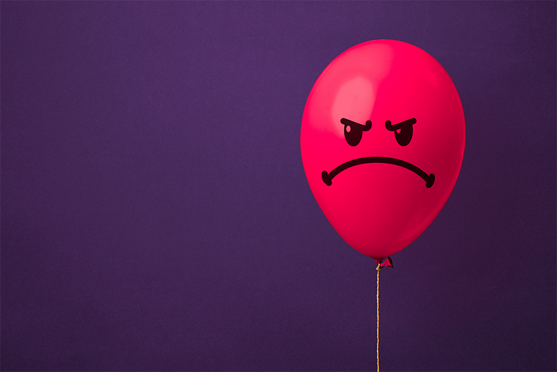 Behavioral Analytics--angry red balloon illustration--AML Compliance AML Due Diligence