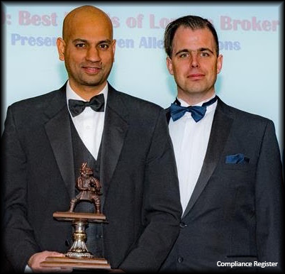 Jonathan Almeida and Bengt Bjorkberg accept award for AML software solution