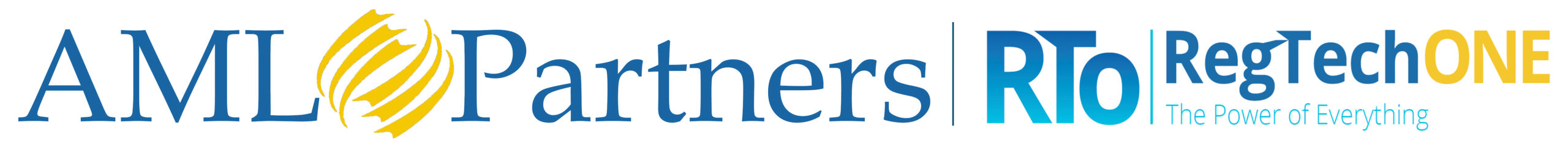 Art shows logos of AML Partners and RegTechONE. RegTechONE platform for AML Compliance software, KYC software, GRC software, Risk Management.