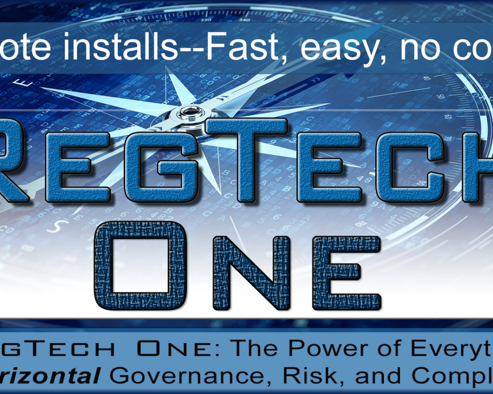 RegTech One software--logo and compass art--software for EGRC and AML