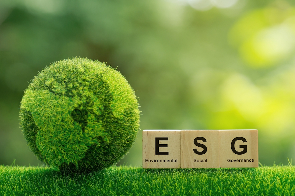 ESG art--green earth with ESG letters