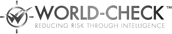 Logo for the company World-Check "Reducing Risk Through Intelligence." The logo is shared on the website of AML Partners on their Integration Partners section. AML Partners designs RegTech platform software, AML software, KYC software, and more AML Compliance solutions and GRC tools.