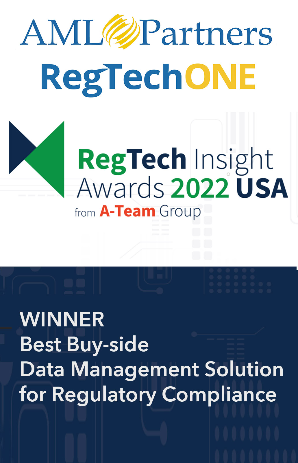 RegTechInsight Award 2022--AML Partners and RegTechONE. RegTechONE software platform for AML software, GRC software, AML solutions, KYC software, KYC solutions.