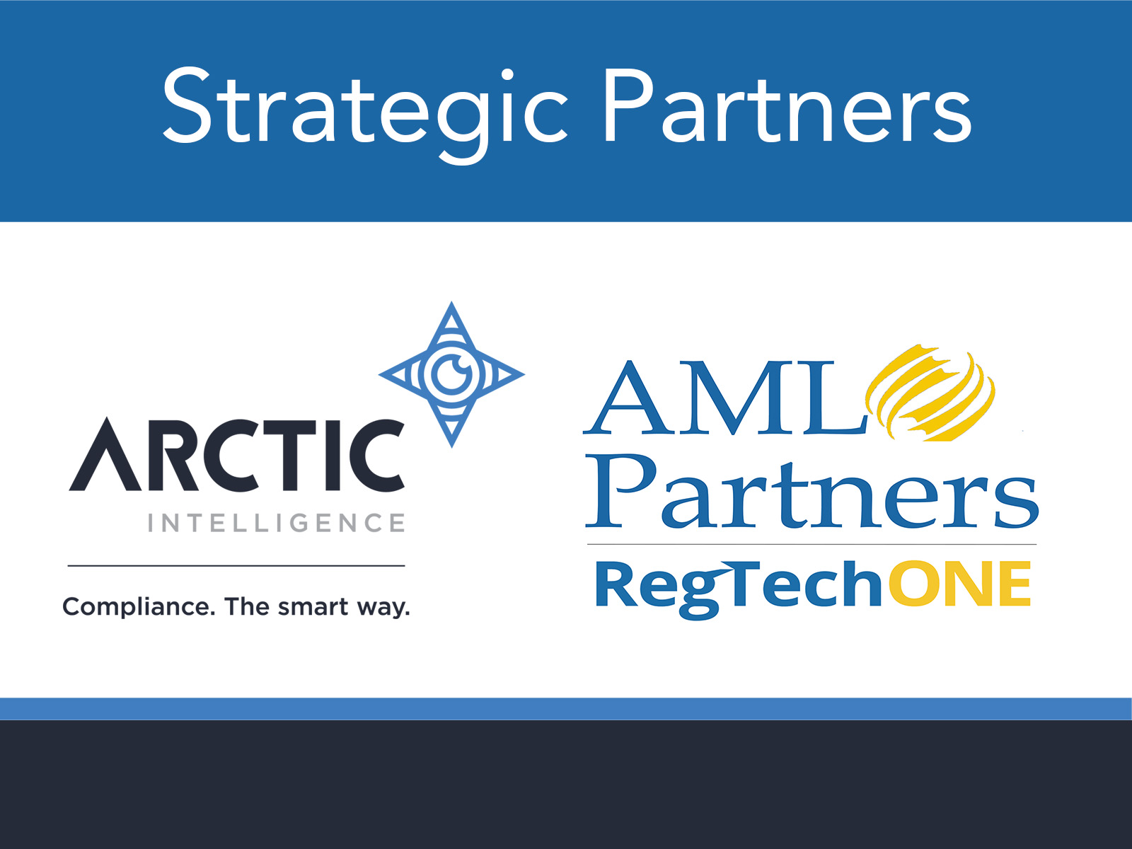 Logos for Arctic Intelligence and AML Partners LLC--Strategic Partners in Compliance and Risk Mitigation