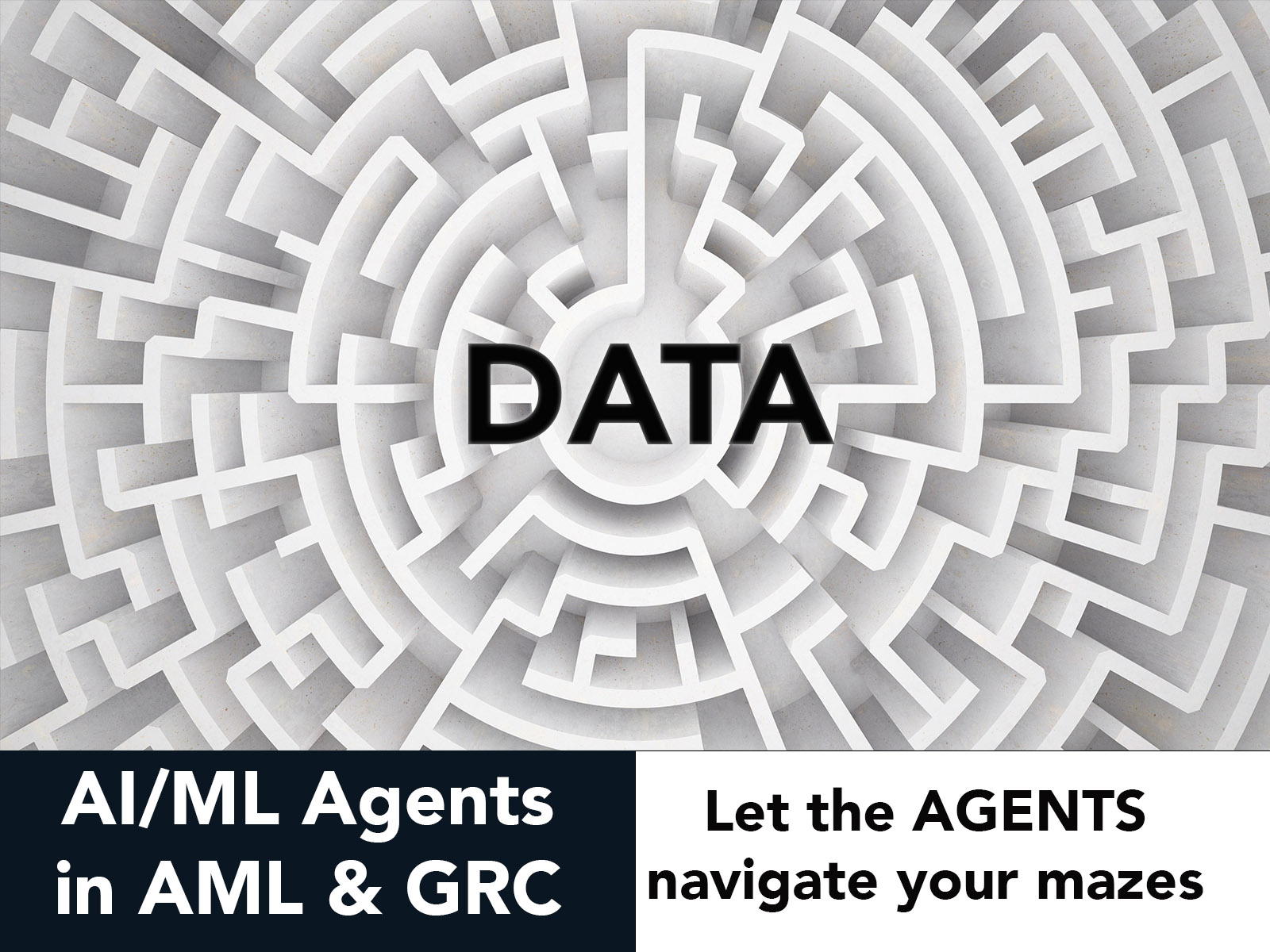 Image shows a maze. Test refers to AI/ML Agents for AML Compliance and GRC. Let the Agents navigate your data mazes. AML Partners--RegTechONE platform for AML Compliance--with AI/ML agents.