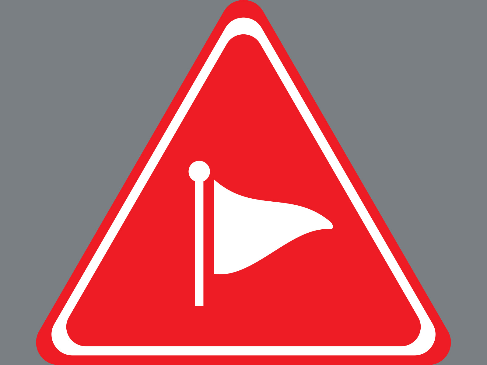 Art shows a red triangle with a white flag in it. AML Compliance failures that are red-flag warnings can spook investors.